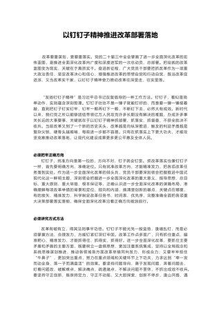 2024年以钉钉子精神推进改革部署落地PPT【更多材料关注抖音：资深秘书】