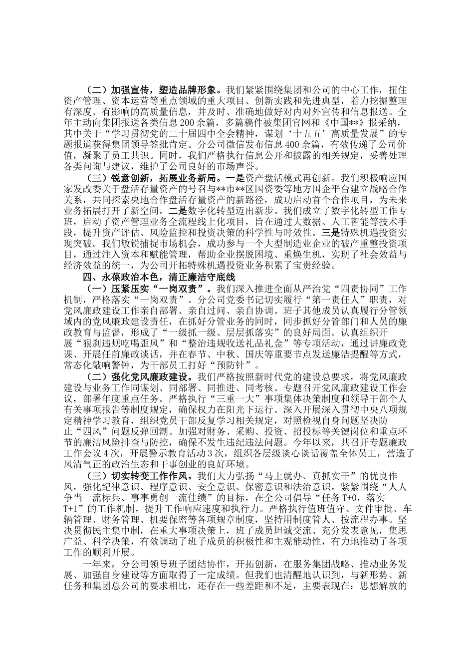 公司2025年度领导班子述职报告_第3页