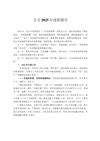 公司2025年述职报告