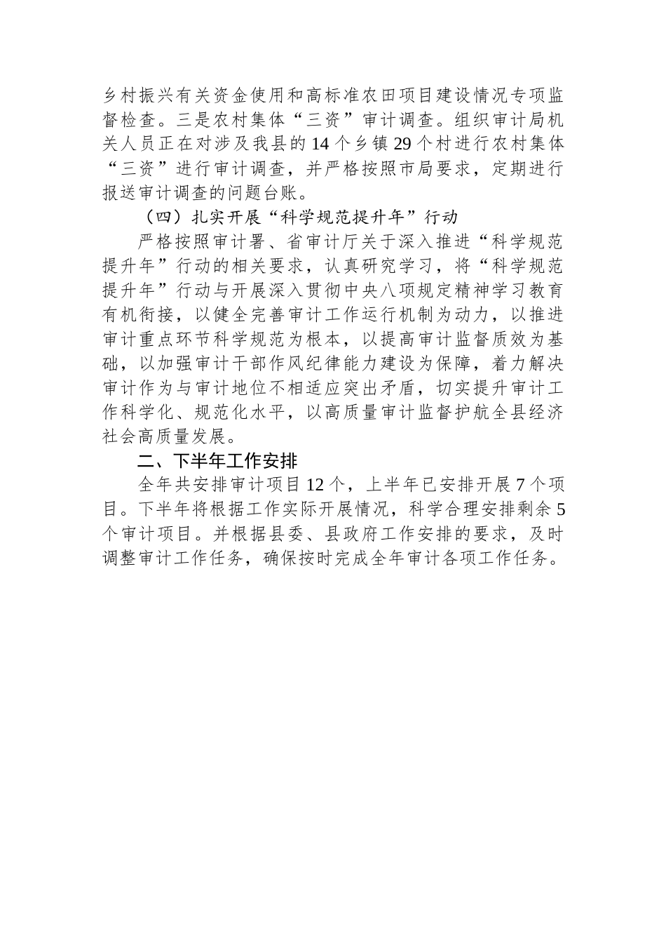 XX县审计局2025年上半年工作总结和下半年工作安排_第3页