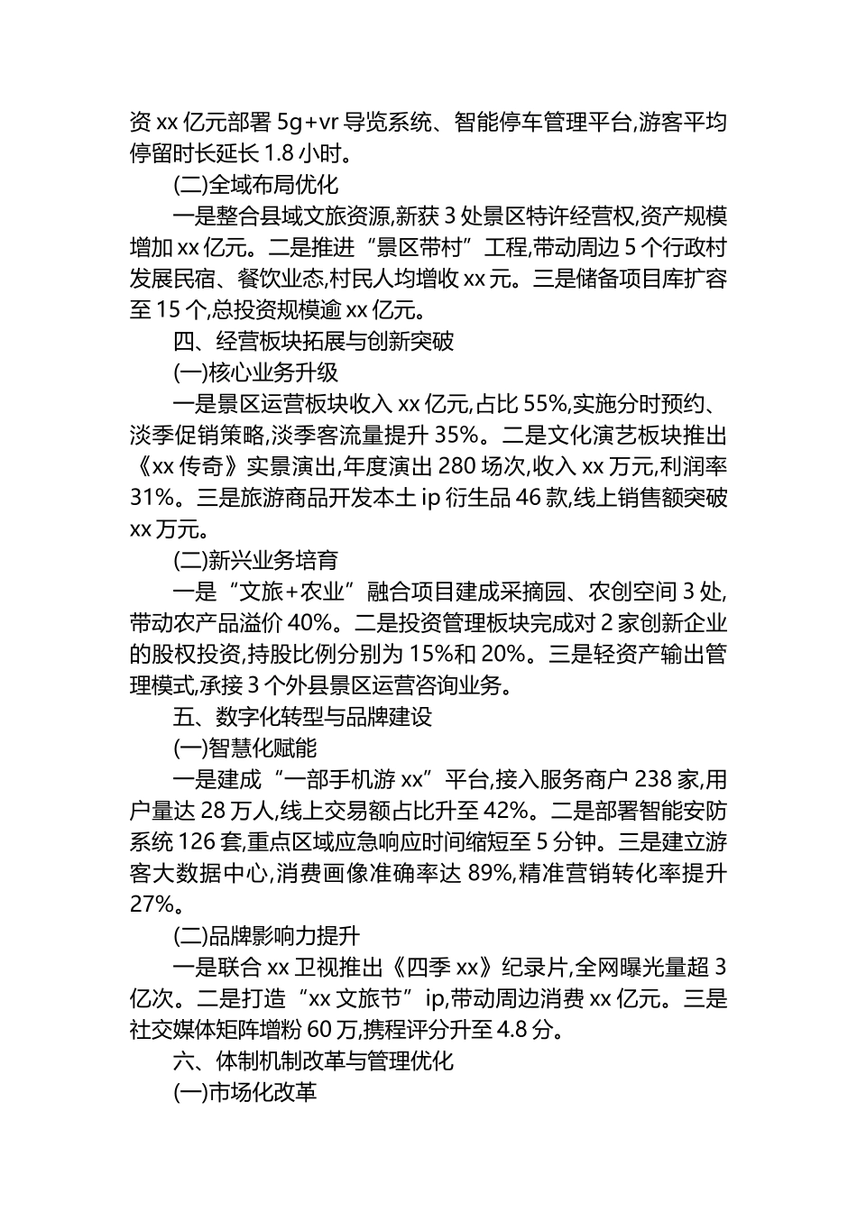 XX县文化旅游投资股份有限公司2025年度工作总结报告_第2页