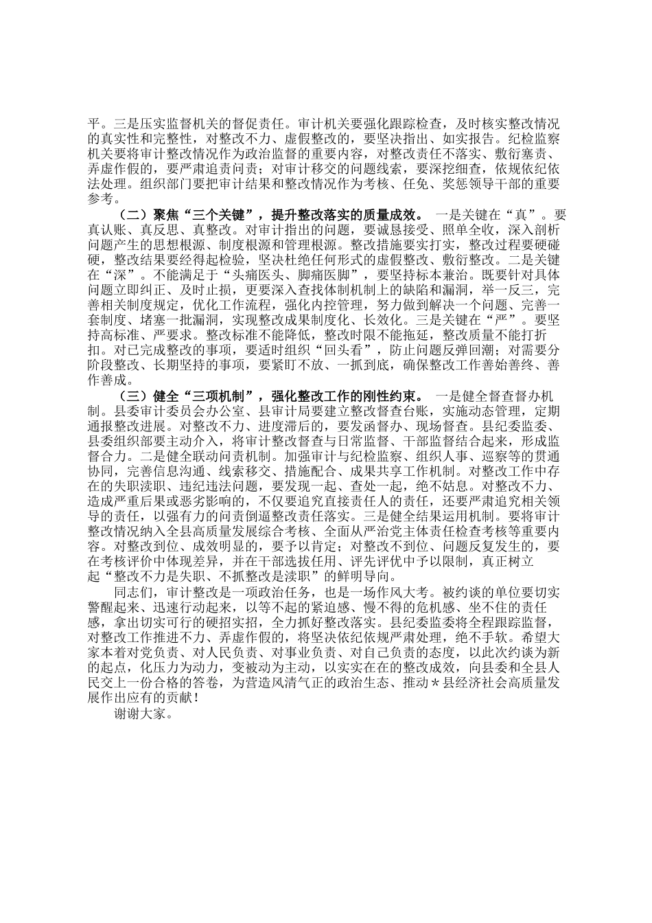 在全县审计发现问题整改集中约谈会上的讲话_第3页