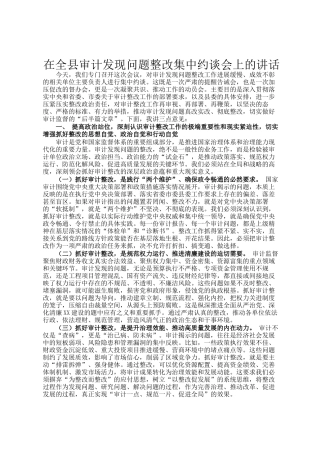 在全县审计发现问题整改集中约谈会上的讲话