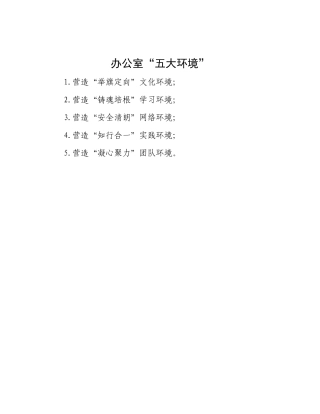 办公室“五大环境”【更多材料关注抖音：资深秘书】