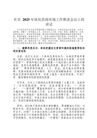 在市 2025 年优化营商环境工作推进会议上的讲话