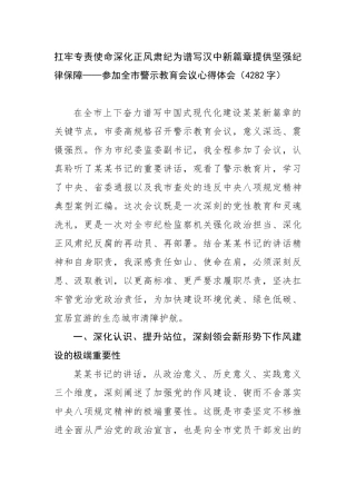 参加全市警示教育会议心得体会（4282字）【更多材料关注抖音：资深秘书】