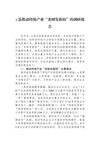 X县推动传统产业“老树发新枝”的调研报告