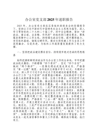 办公室党支部2025年述职报告