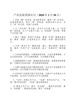 产业发展类排比句（2026年1月10日）