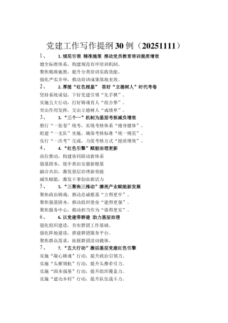 党建工作写作提纲30例（20251111）
