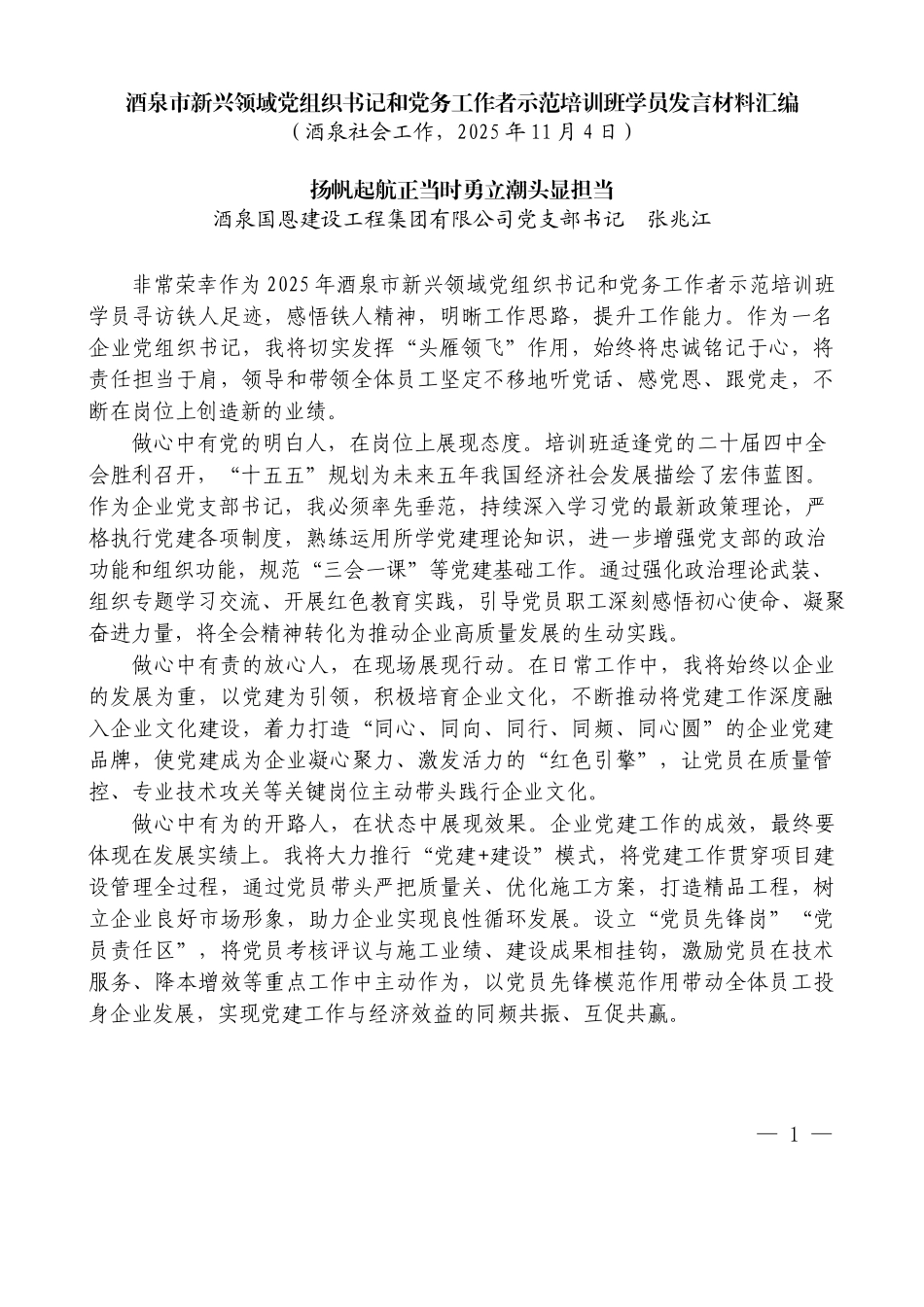 “试金石”系列第1427期（2篇）酒泉市新兴领域党组织书记和党务工作者示范培训班学员发言材料汇编_第3页