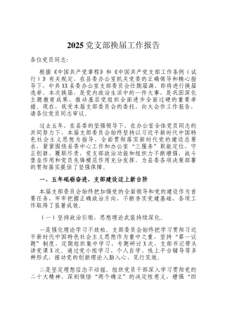 2025党支部换届工作报告
