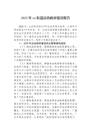 2025年XX街道法治政府建设报告