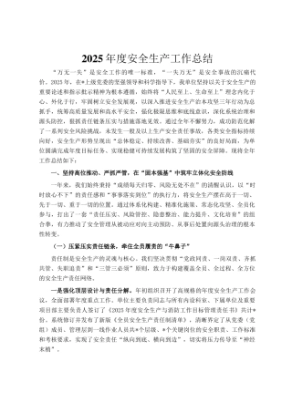 2025年度安全生产工作总结