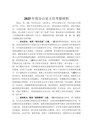 2025年度办公室主任考察材料