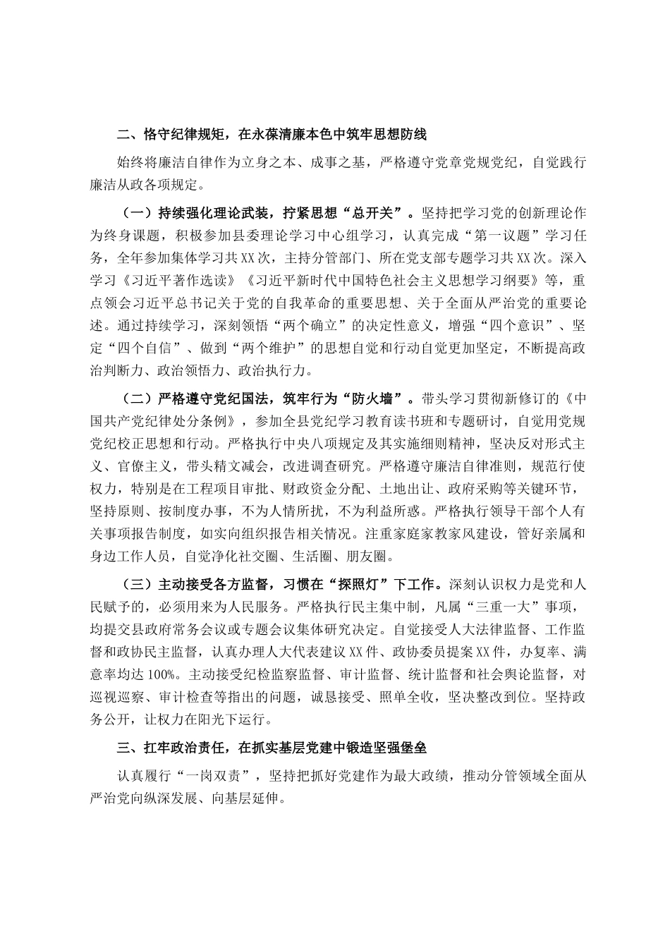 2025年度常务副县长述职述廉述党建工作报告_第3页