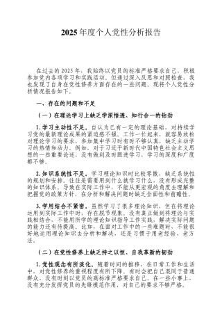 2025年度个人党性分析报告