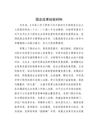 国企改革经验材料【更多材料关注抖音：资深秘书】