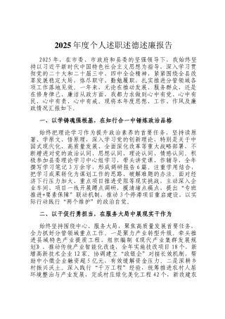2025年度个人述职述德述廉报告