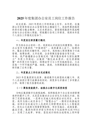 2025年度集团办公室员工岗位工作报告