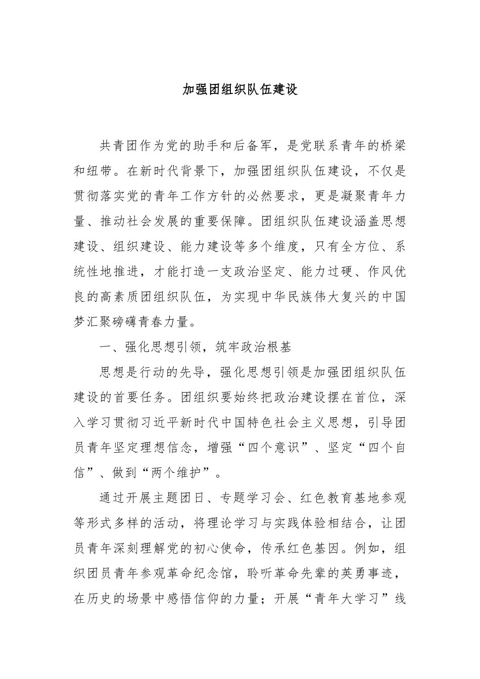 加强团组织队伍建设【更多材料关注抖音：资深秘书】_第1页