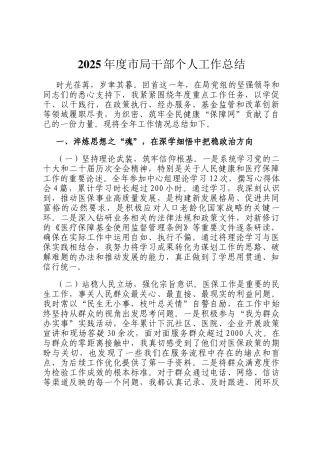 2025年度市局干部个人工作总结