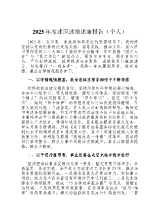 2025年度述职述德述廉报告（个人）