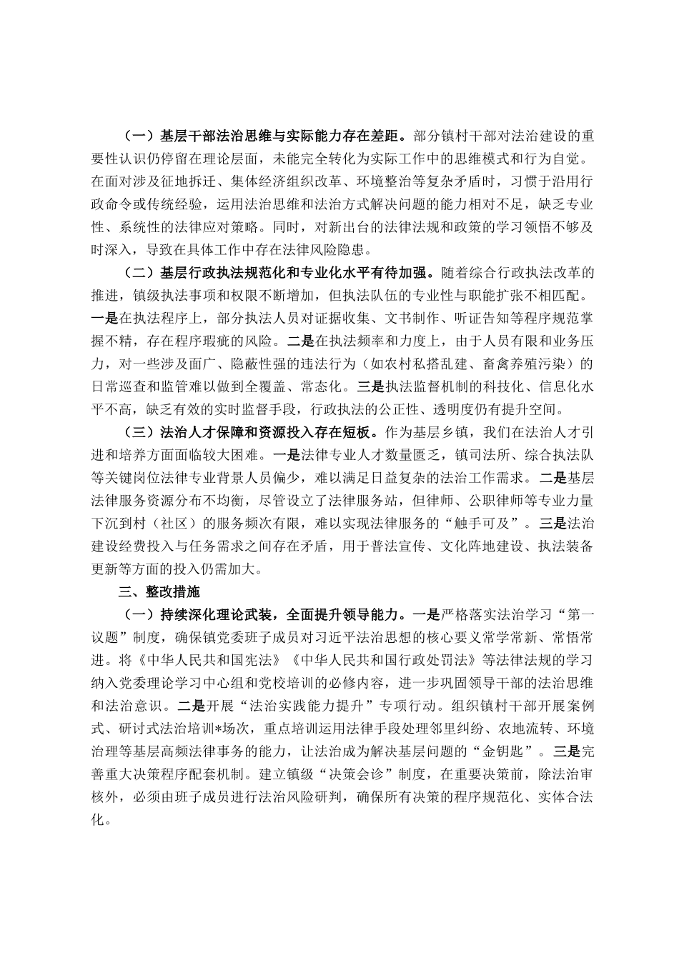 2025年度镇党委主要负责人履行推进法治建设第一责任人职责情况的报告_第3页