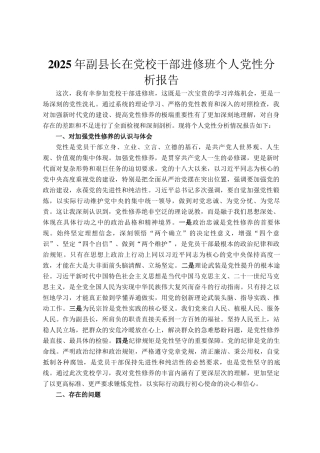 2025年副县长在党校干部进修班个人党性分析报告