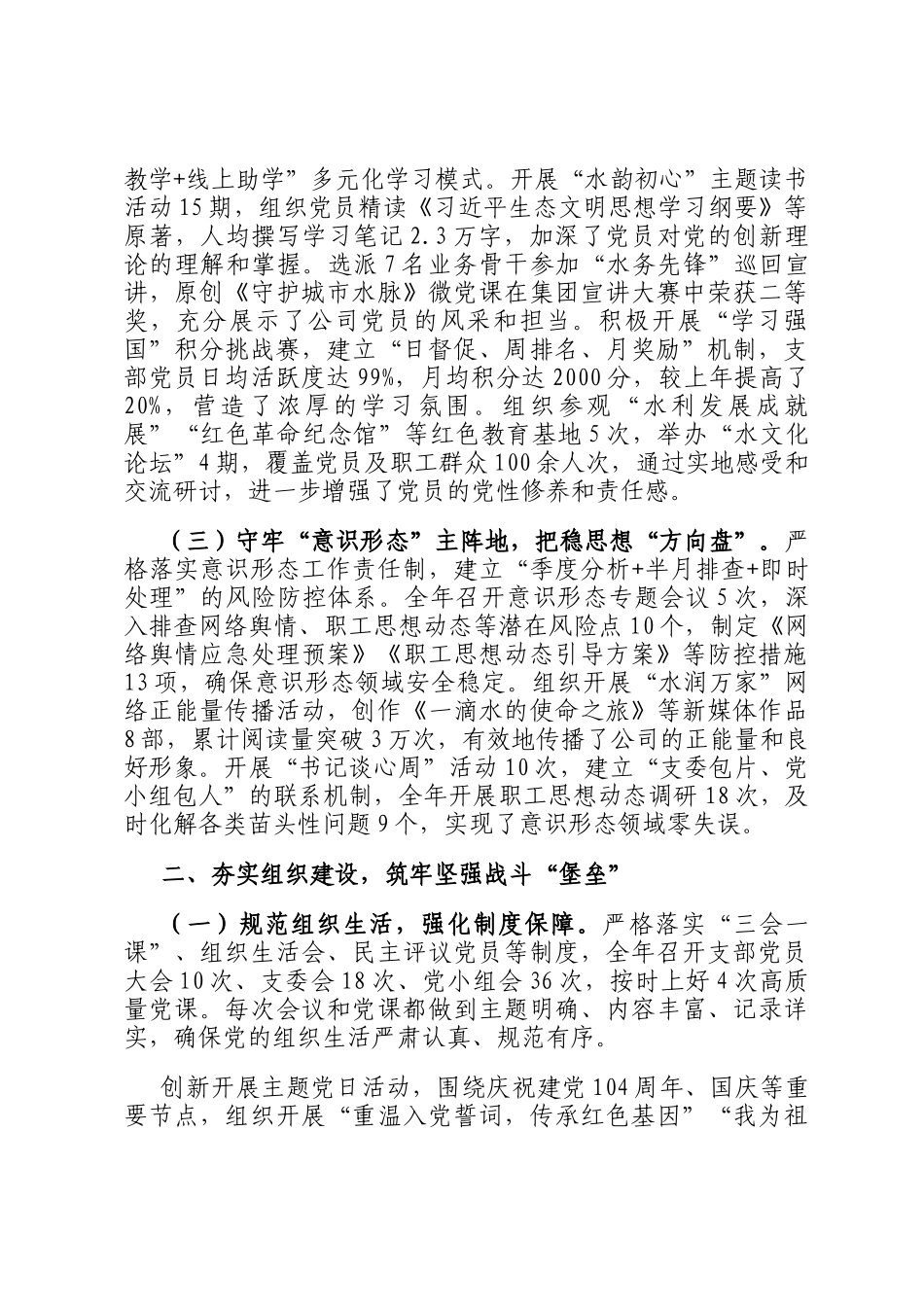 2025年公司党支部抓基层党建工作述职报告_第2页