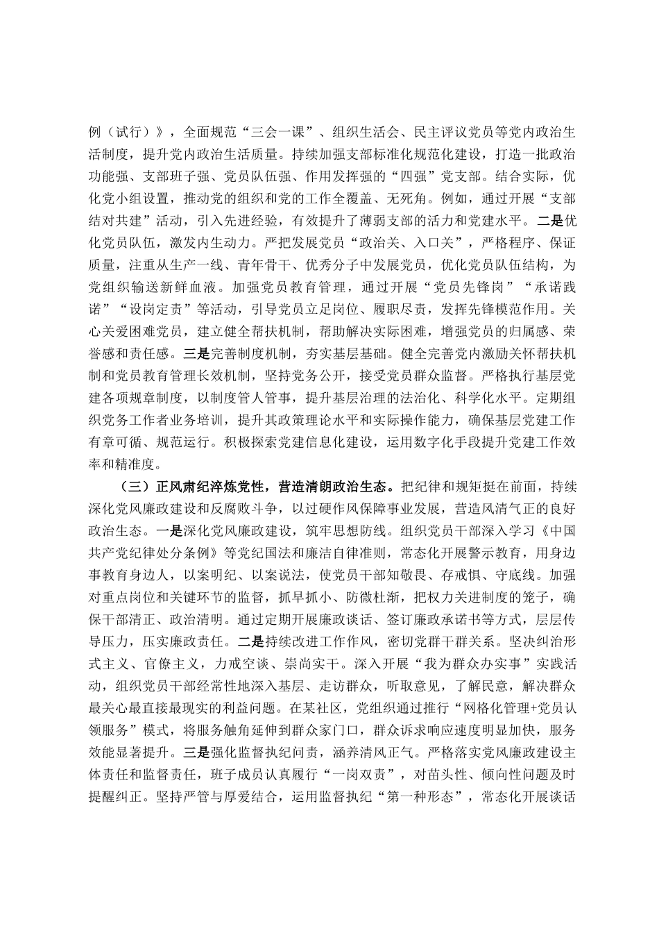 2025年基层党组织书记履行党建工作职责述职评议报告_第2页