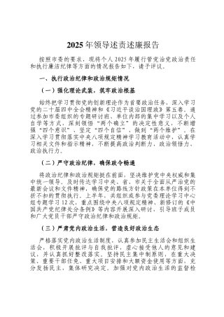 2025年领导述责述廉报告