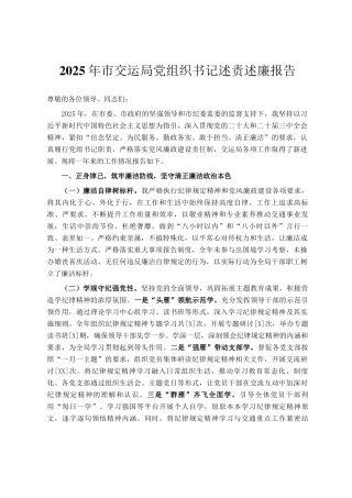 2025年市交运局党组织书记述责述廉报告