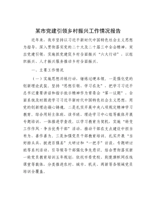 某市党建引领乡村振兴工作情况报告【更多材料关注抖音：资深秘书】