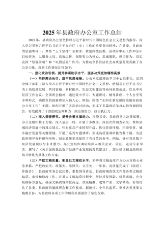 2025年县政府办公室工作总结