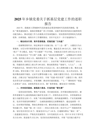 2025年乡镇党委关于抓基层党建工作的述职报告