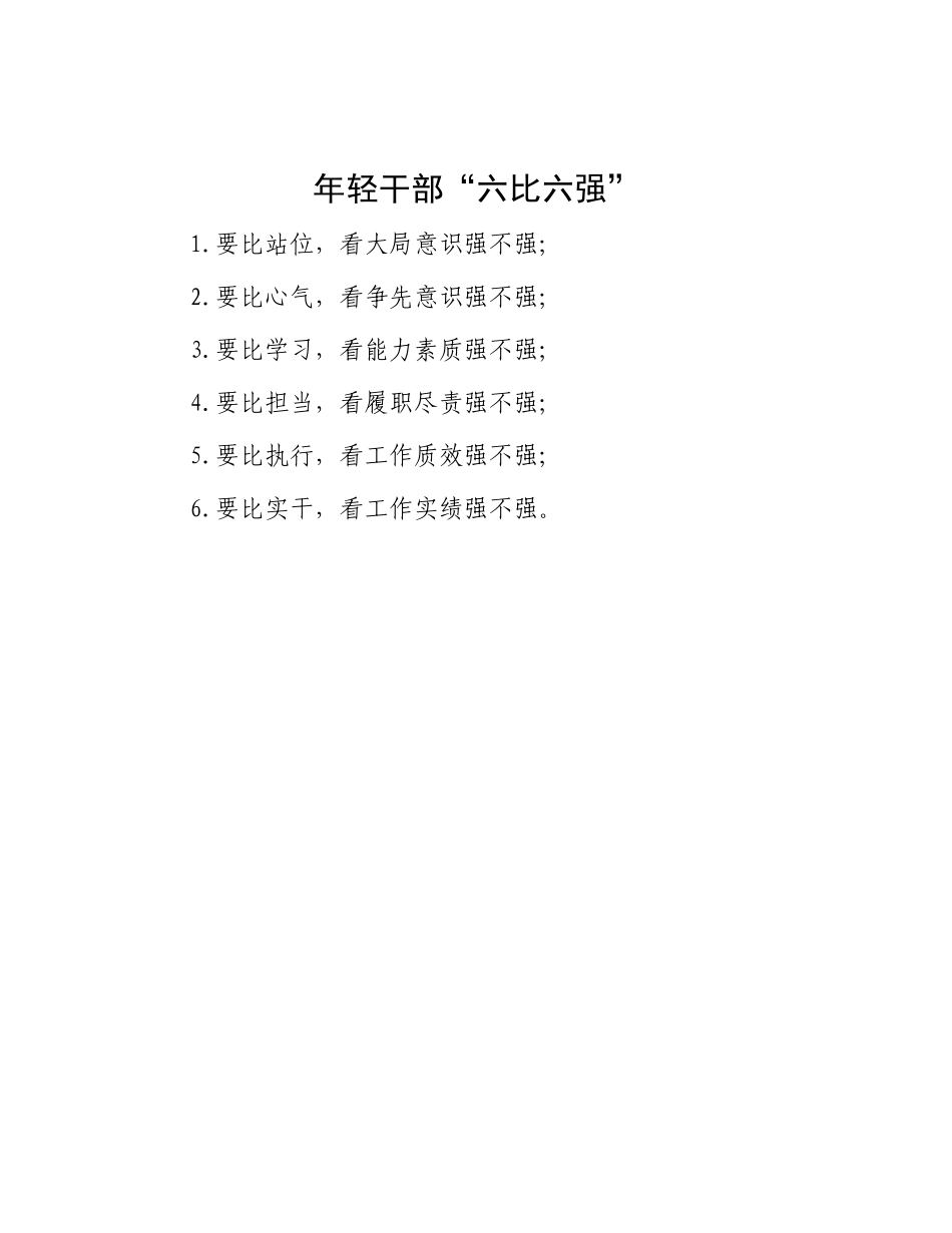 年轻干部“六比六强”【更多材料关注抖音：资深秘书】_第1页