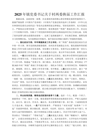 2025年镇党委书记关于村两委换届工作汇报