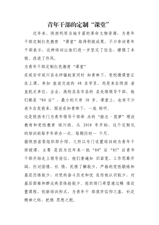 青年干部的定制“课堂”【更多材料关注抖音：资深秘书】
