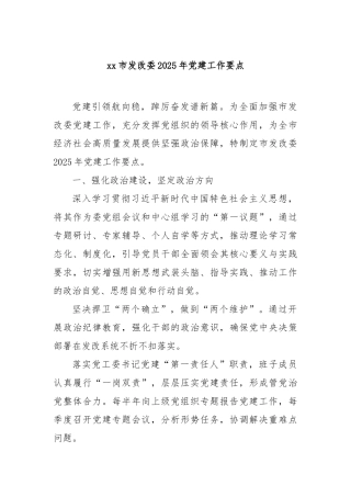 市发改委2025年党建工作要点【更多材料关注抖音：资深秘书】
