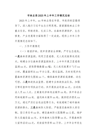 市林业局2025年上半年工作情况总结【更多材料关注抖音：资深秘书】