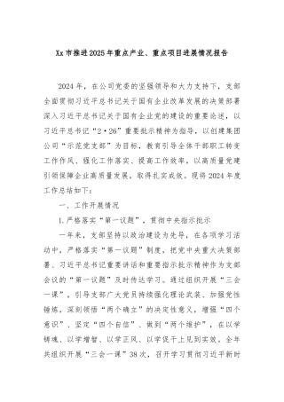 市推进2025年重点产业、重点项目进展情况报告【更多材料关注抖音：资深秘书】