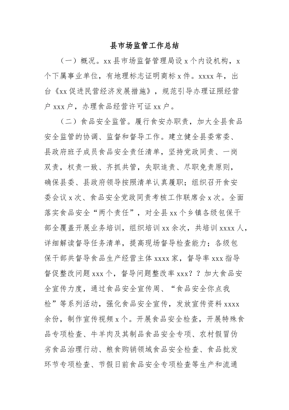 县市场监管工作总结【更多材料关注抖音：资深秘书】_第1页