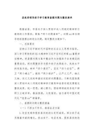 县政府领导班子学习教育查摆问题与整改清单【更多材料关注抖音：资深秘书】