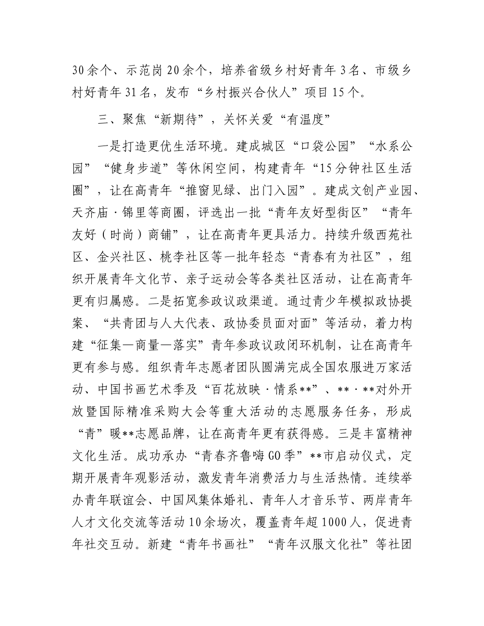 在全市2025年青年发展友好型城市建设工作推进会上的汇报发言【更多材料关注抖音：资深秘书】_第3页
