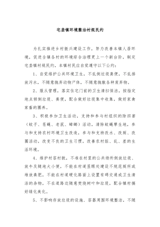 宅垄镇环境整治村规民约【更多材料关注抖音：资深秘书】