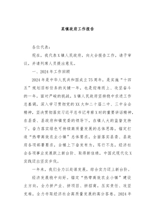 镇政府工作报告【更多材料关注抖音：资深秘书】