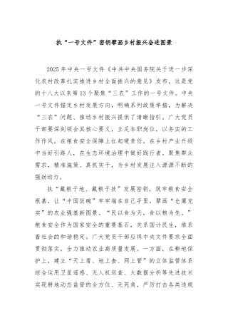 执“一号文件”密钥擘画乡村振兴奋进图景【更多材料关注抖音：资深秘书】