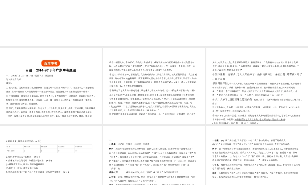 （广东地区）中考语文总复习 第二部分 阅读 专题九 文学作品阅读（试题部分）课件-人教版初中九年级全册语文课件