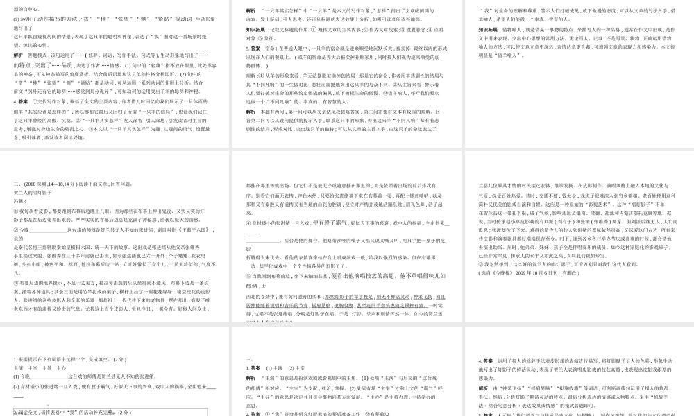 （广东地区）中考语文总复习 第二部分 阅读 专题九 文学作品阅读（试题部分）课件-人教版初中九年级全册语文课件
